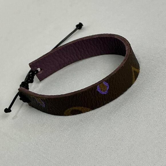 Louis Vuitton Monogram Canvas Slide Bracelet dark purple leather - Picture 2 of 12